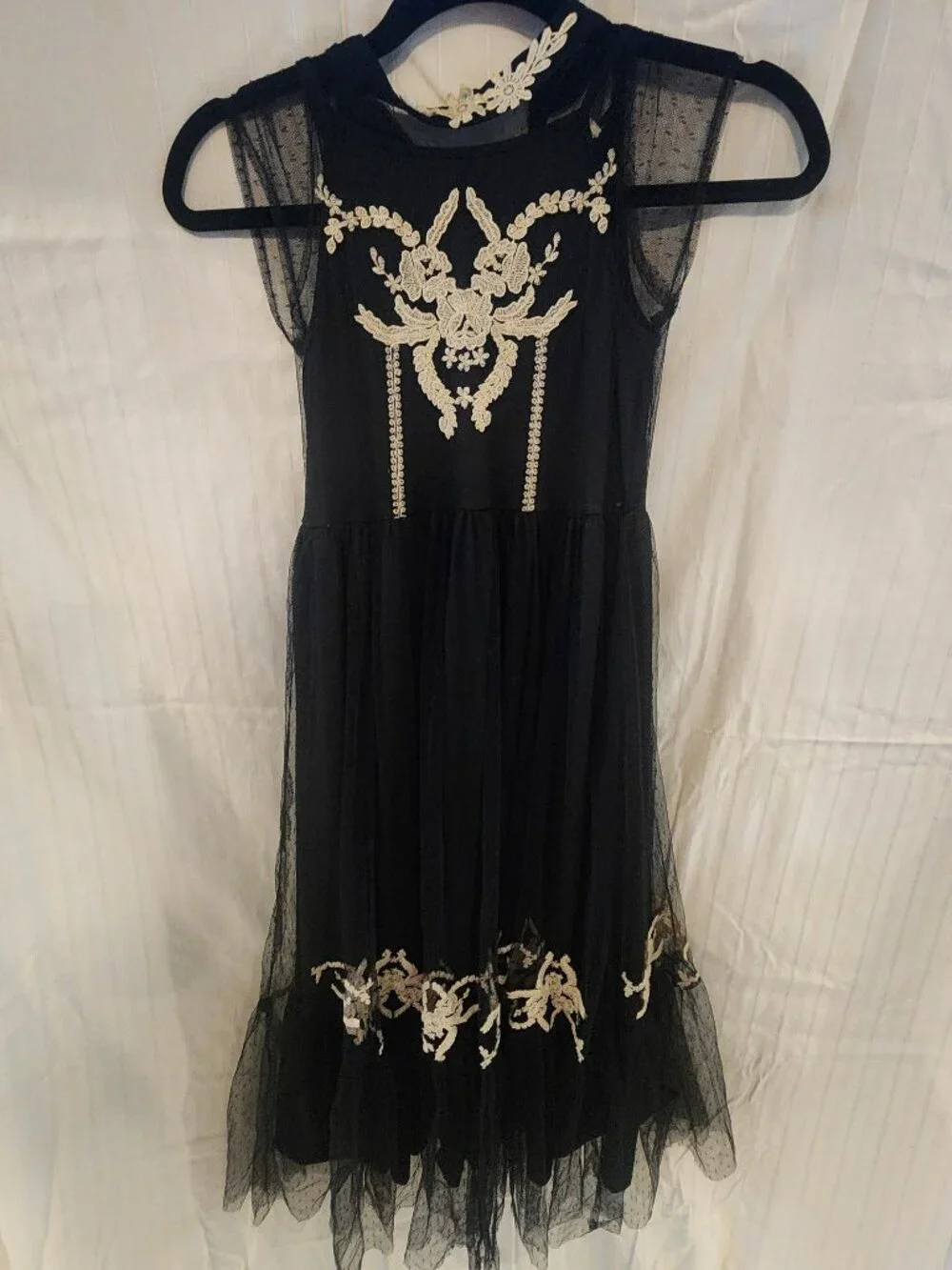 Joyfolie Girls Jolie Embroidered Tulle Maxi Dress Black Size 8